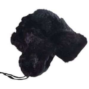 Vintage Black Mink Trapper Hat Russian Ushanka Style Ear Flap Quilt Lined Cap